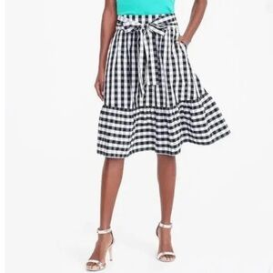 J. Crew | Black and White Gingham Checkered Tie Waist  Skirt Size 2